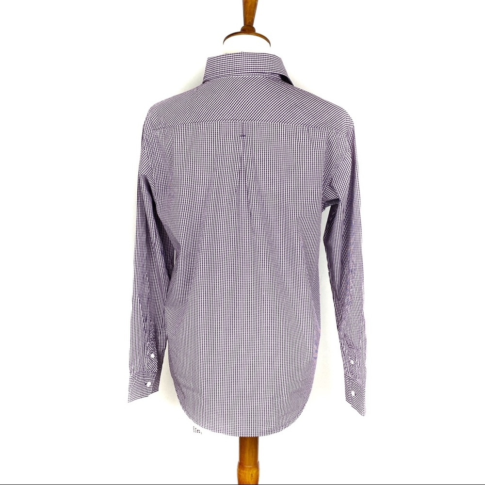 American Eagle Boyfriend Fit Purple Gingham Button Up Long Sleeve Shirt Small - Picture 4 of 8